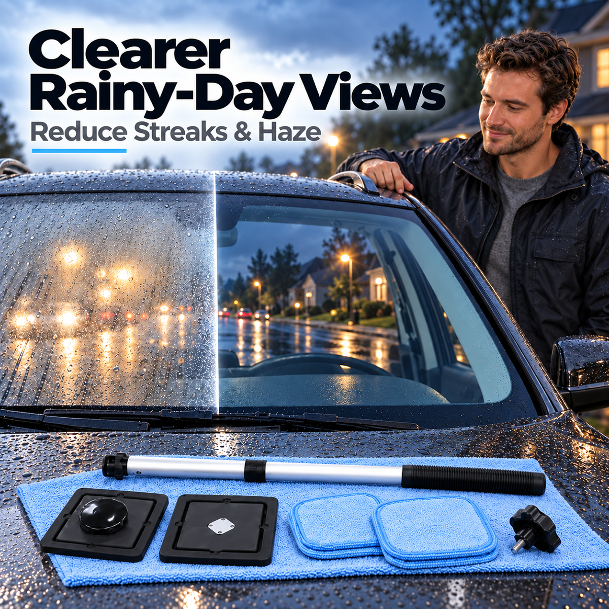🔥 Last 3 Hours: 50% Off:Dual-Side Magnetic Windshield Cleaner — Streak-Free Glass Kit