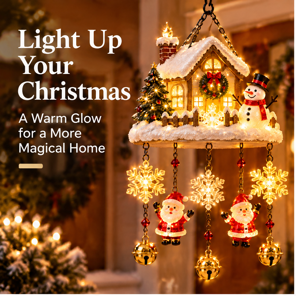 🎄ZEOTIVA Light-Up Christmas Snow House Hanging Ornament