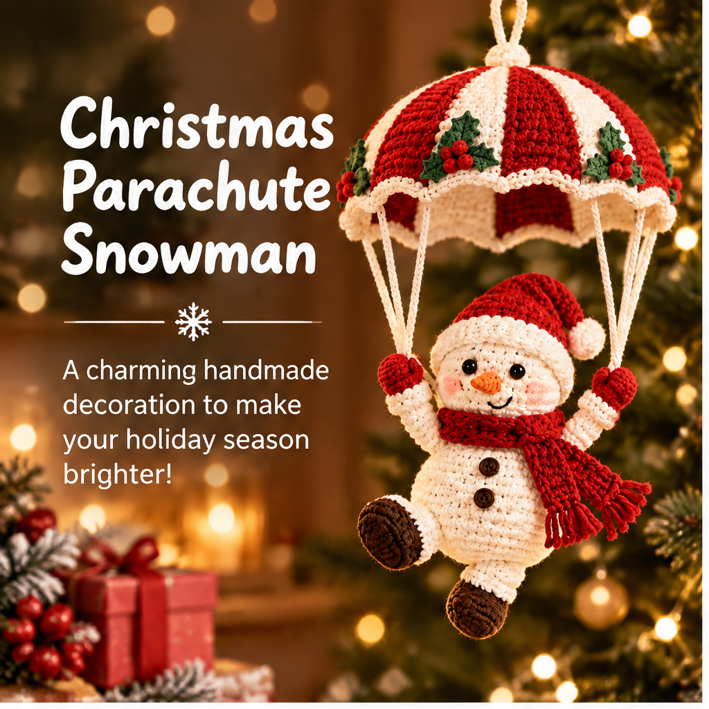 🔴ZEOTIVA Christmas Parachute Snowman Crochet Hanging Decor