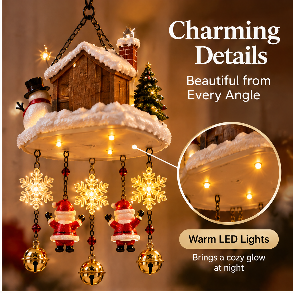 🎄ZEOTIVA Light-Up Christmas Snow House Hanging Ornament