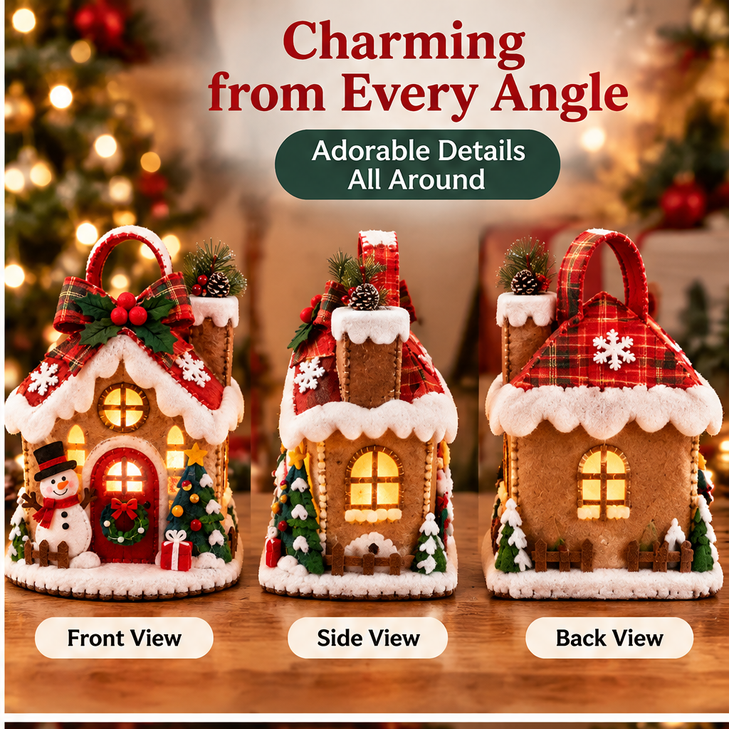 🎅ZEOTIVA Light-Up Christmas Felt House Tabletop Ornament