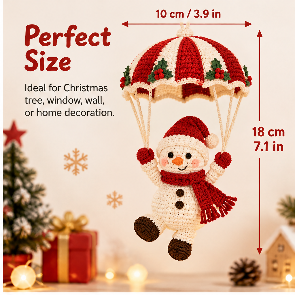 🔴ZEOTIVA Christmas Parachute Snowman Crochet Hanging Decor