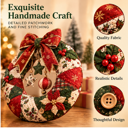 🍬ZEOTIVA Christmas Fabric Patchwork Wreath Decor