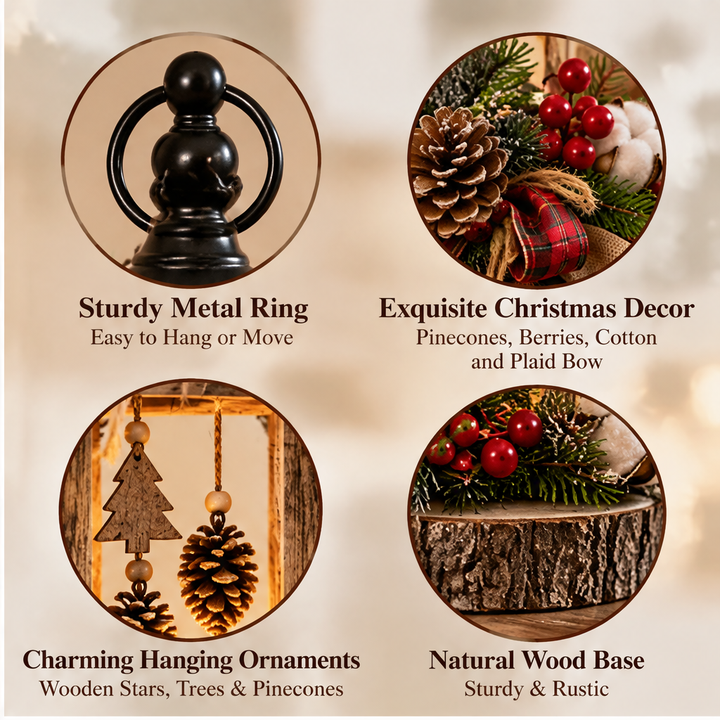 🕯️ZEOTIVA Light-Up Christmas Tabletop Wreath Decor