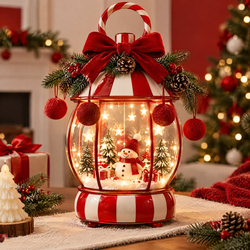 🎀ZEOTIVA Christmas Snowman Lantern Snow Globe Decor