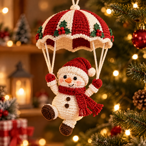 🔴ZEOTIVA Christmas Parachute Snowman Crochet Hanging Decor