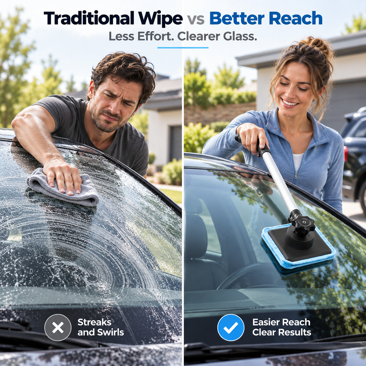 🔥 Last 3 Hours: 50% Off：Dual-Side Magnetic Windshield Cleaner — Streak-Free Glass Kit