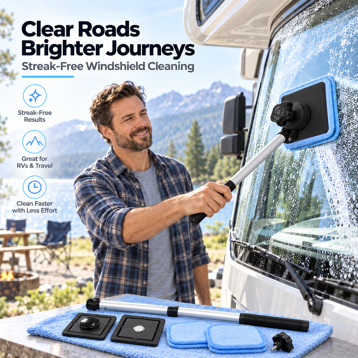 🔥 Last 3 Hours: 50% Off：Dual-Side Magnetic Windshield Cleaner — Streak-Free Glass Kit