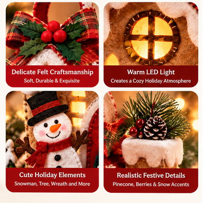 🎅ZEOTIVA Light-Up Christmas Felt House Tabletop Ornament