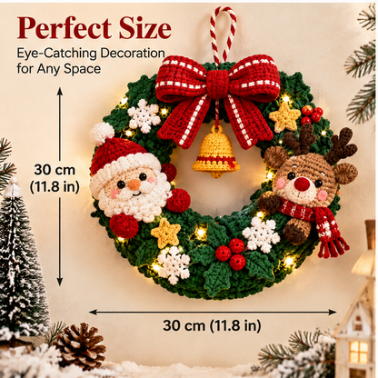 ⛄ZEOTIVA Light-Up Christmas Crochet Wreath Decor