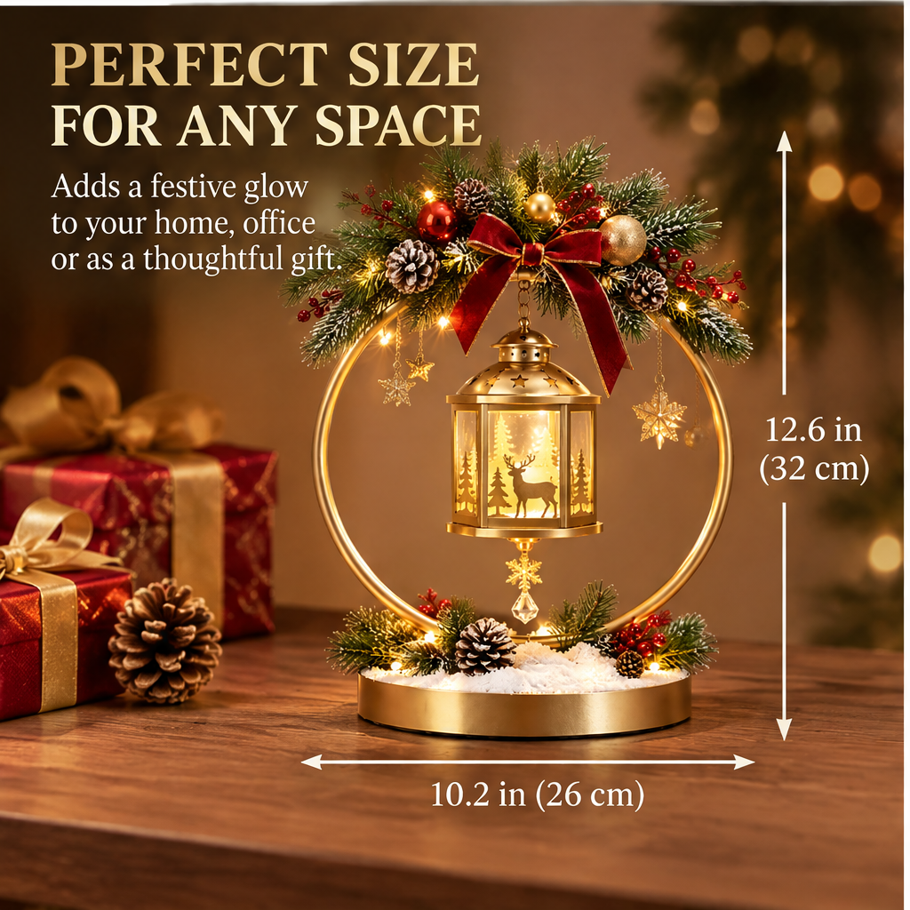 ❄️ZEOTIVA Light-Up Christmas Golden Ring Lantern Decor