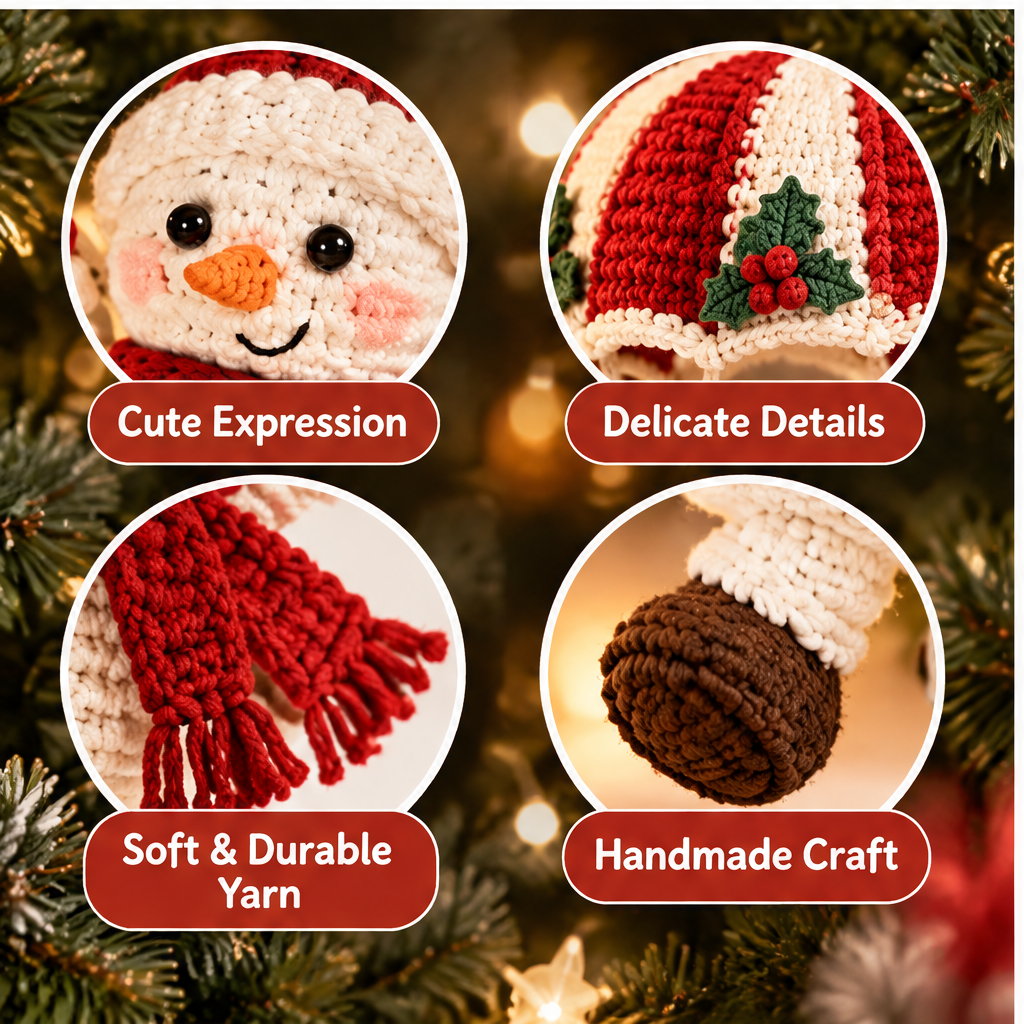 🔴ZEOTIVA Christmas Parachute Snowman Crochet Hanging Decor