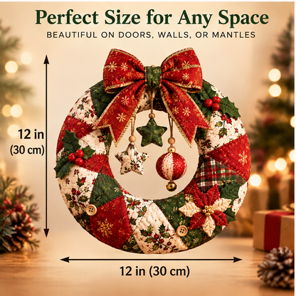 🍬ZEOTIVA Christmas Fabric Patchwork Wreath Decor
