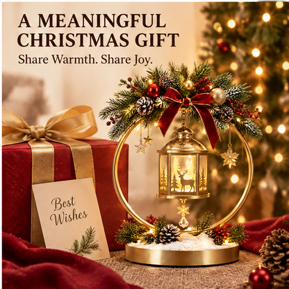 ❄️ZEOTIVA Light-Up Christmas Golden Ring Lantern Decor