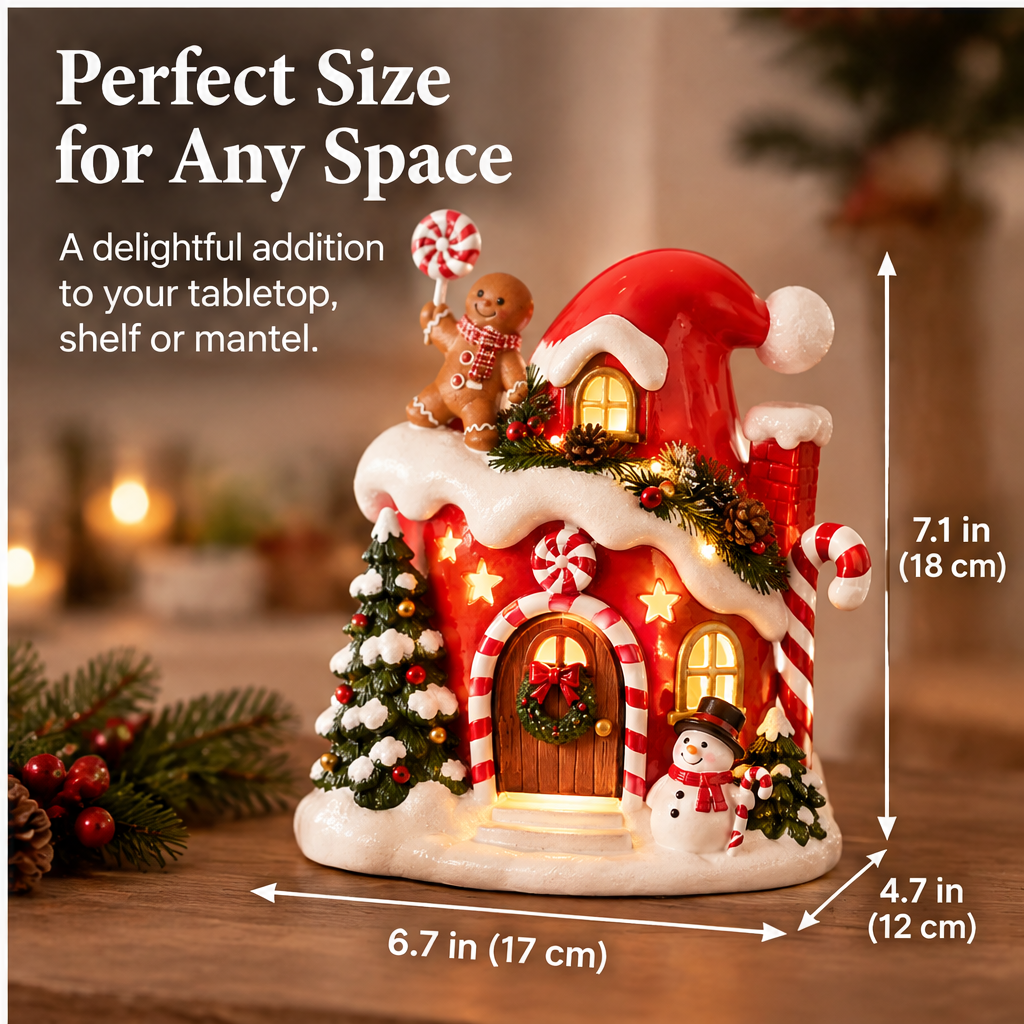 🧦ZEOTIVA Light-Up Christmas Santa Hat House Tabletop Ornament