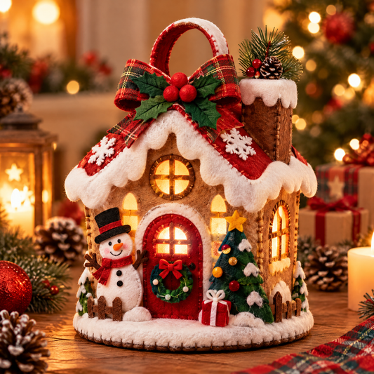 🎅ZEOTIVA Light-Up Christmas Felt House Tabletop Ornament