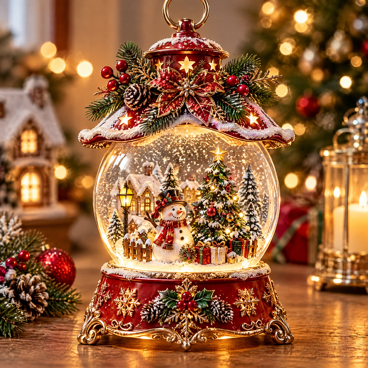 ☃️ZEOTIVA Christmas Snowman Snow Globe Water Lantern