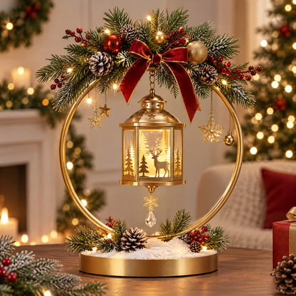 ❄️ZEOTIVA Light-Up Christmas Golden Ring Lantern Decor