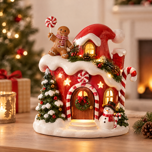 🧦ZEOTIVA Light-Up Christmas Santa Hat House Tabletop Ornament