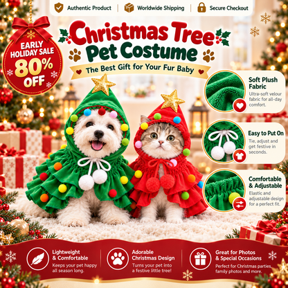 🔥🎄Early Holiday Sale 80% OFF✨ Christmas Tree Pet Costume🐕🐈 - The best gift for your fur baby🎁