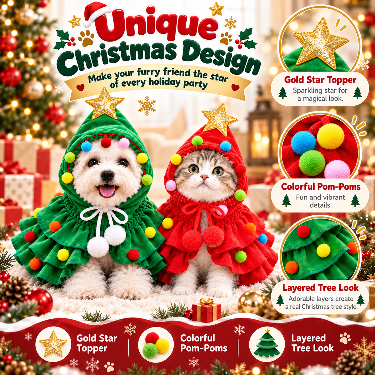🔥🎄Early Holiday Sale 80% OFF✨ Christmas Tree Pet Costume🐕🐈 - The best gift for your fur baby🎁