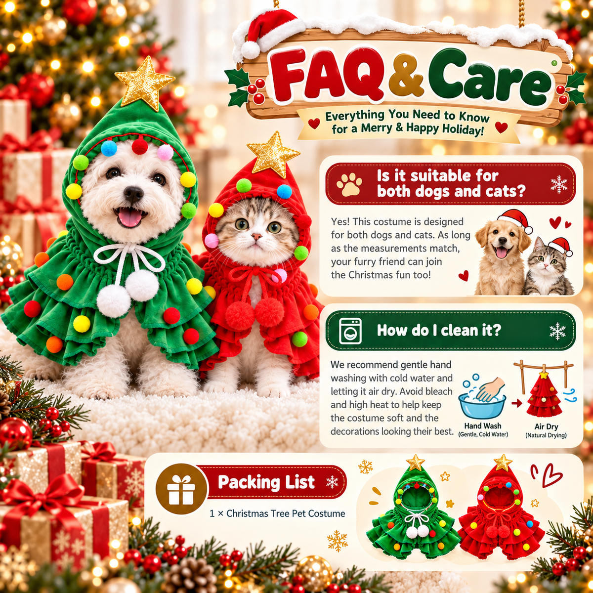 🔥🎄Early Holiday Sale 80% OFF✨ Christmas Tree Pet Costume🐕🐈 - The best gift for your fur baby🎁