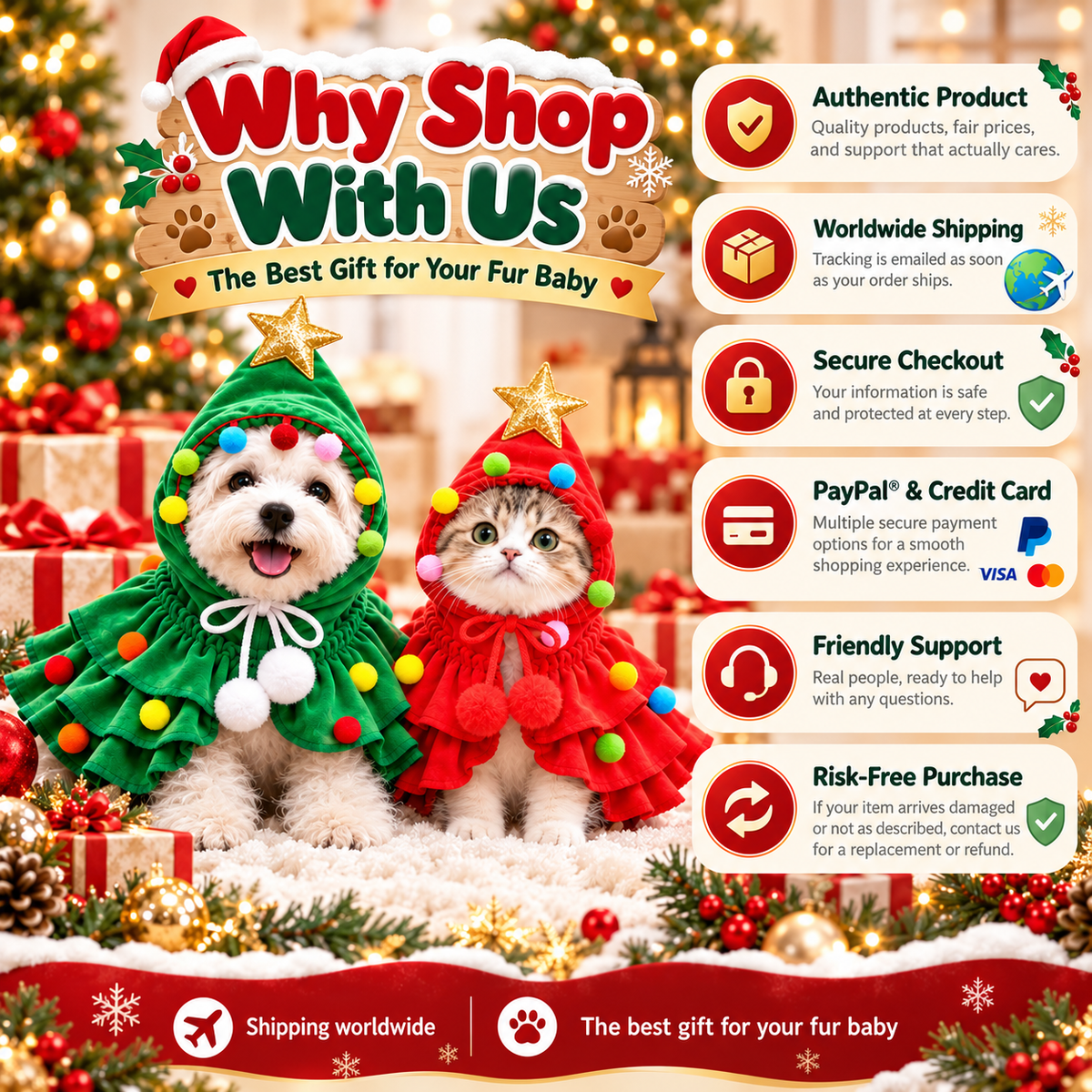 🔥🎄Early Holiday Sale 80% OFF✨ Christmas Tree Pet Costume🐕🐈 - The best gift for your fur baby🎁