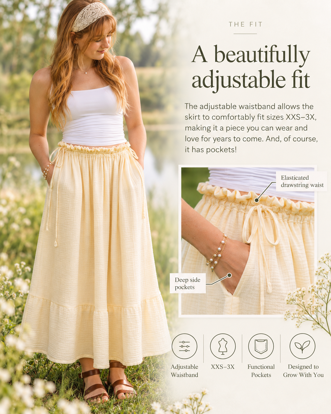 ZEOVITA Adjustable Waist Maxi Skirt 👗