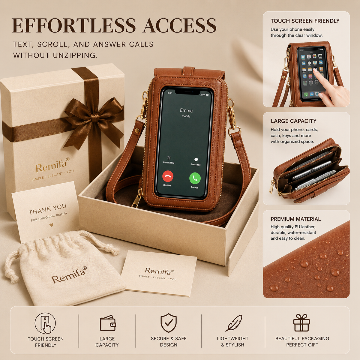 🔥 Last 3 Hours: 50% Off | 2026 New Arrival – Minimalist & Elegant Men's & Women's Touchscreen Crossbody Phone Wallet with Anti-Theft Protection