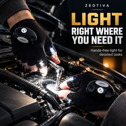 🧤ZEOTIVA LED Flashlight Gloves – 🔥Hands-Free Light for DIY, Repairs & Outdoor Work