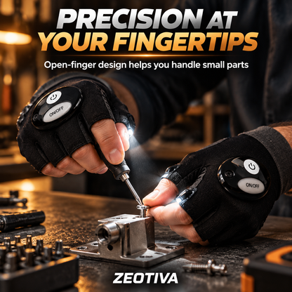 🧤ZEOTIVA LED Flashlight Gloves – 🔥Hands-Free Light for DIY, Repairs & Outdoor Work