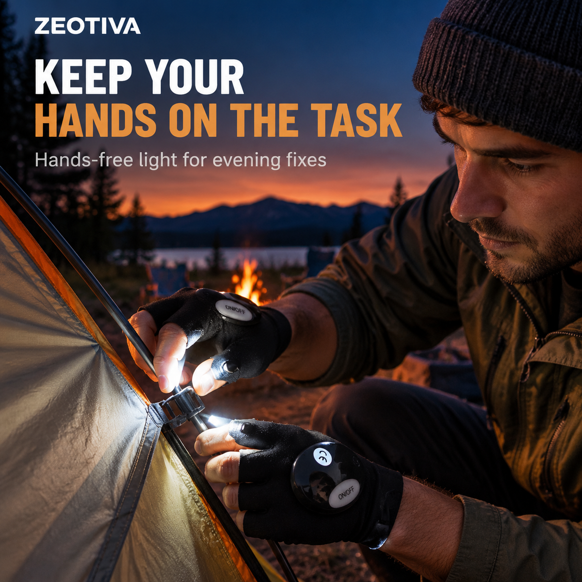 🧤ZEOTIVA LED Flashlight Gloves – 🔥Hands-Free Light for DIY, Repairs & Outdoor Work